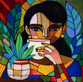 Girl with a Cup - Original Acrylic Painting