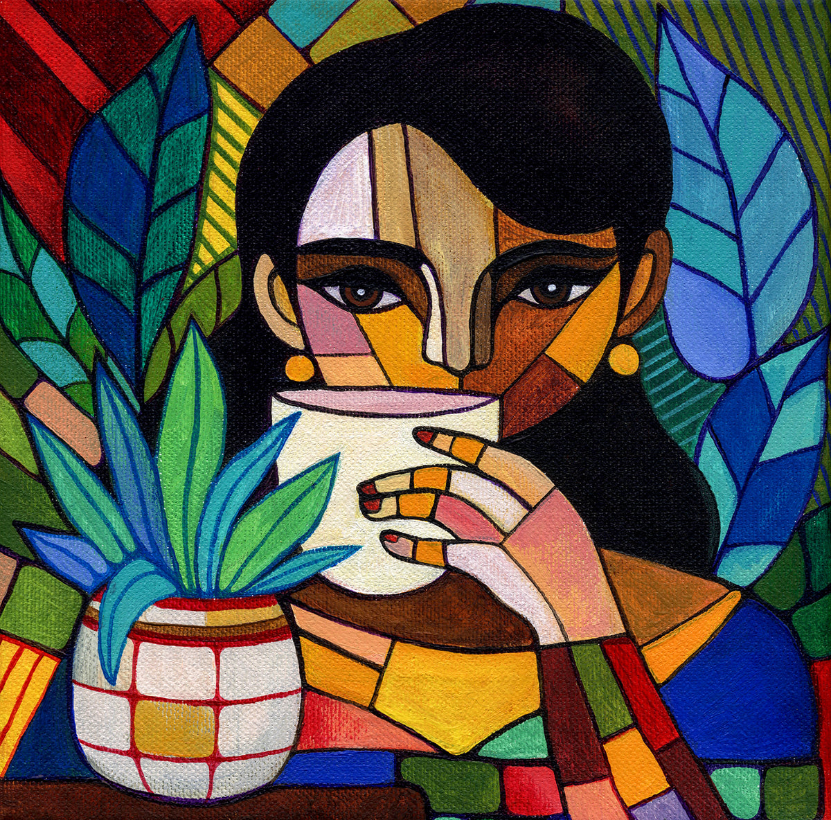 Girl with a Cup - Original Acrylic Painting