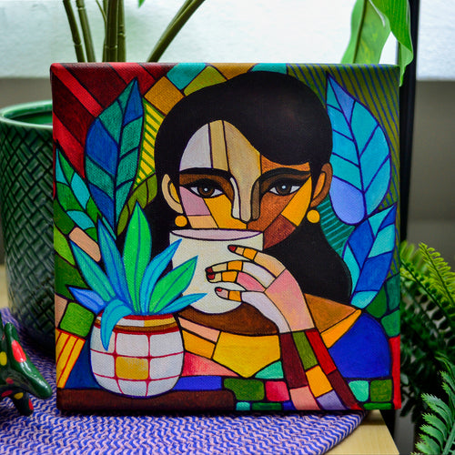 Girl with a Cup - Original Acrylic Painting