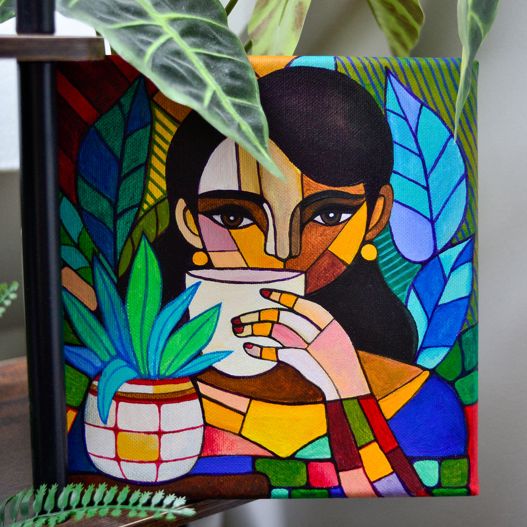 Girl with a Cup - Original Acrylic Painting