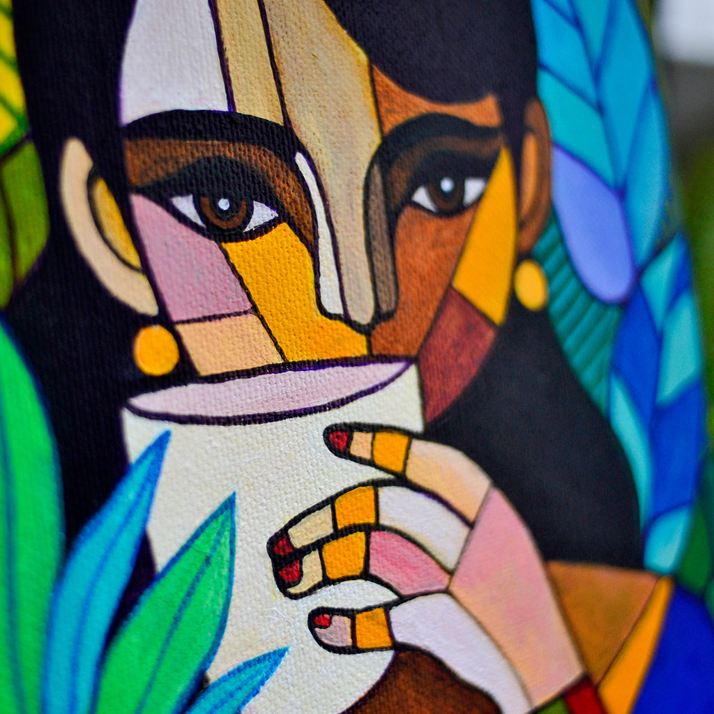 Girl with a Cup - Original Acrylic Painting