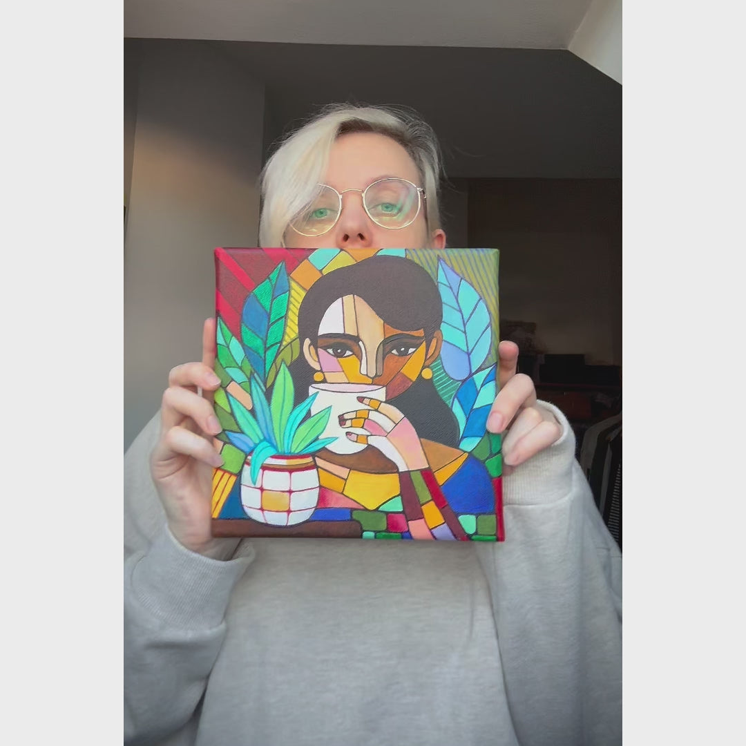 Girl with a Cup - Original Acrylic Painting
